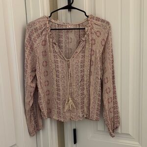 No Boundaries Pink and Cream Patterned Blouse